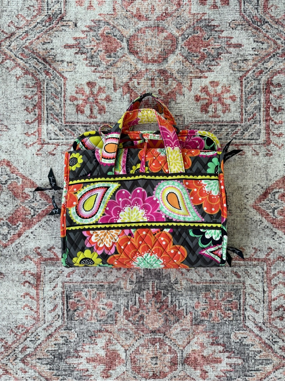 Vera Bradley Black Multi Quilted Paisley Cosmetic Case